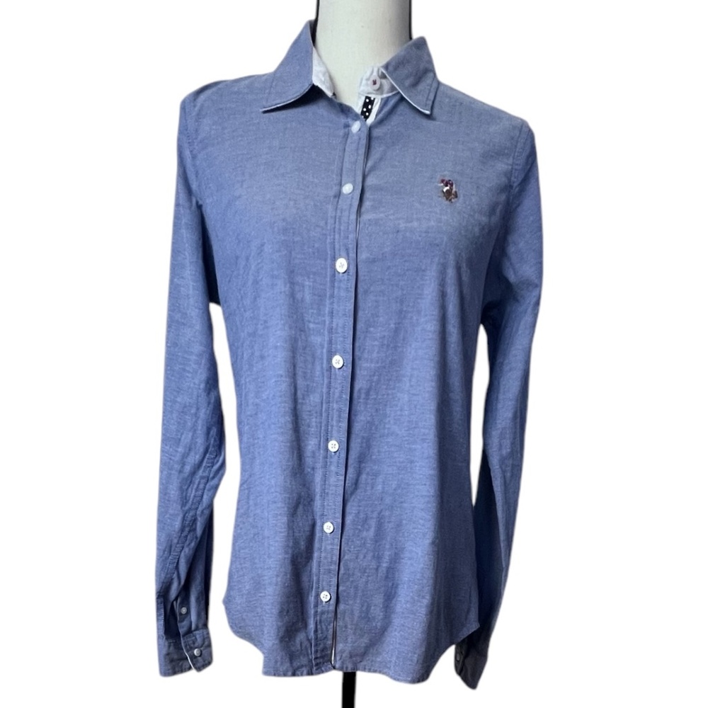 U.S. Polo Assn. Women's Botton Dn Long Sleeve Blue Collared Shirt SzM Pre-owned - Picture 1 of 8